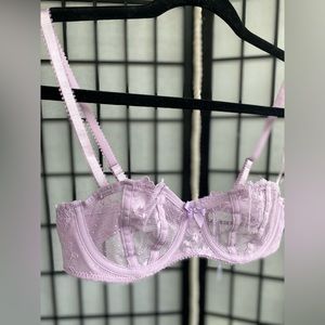 Lilac purple lace bra .